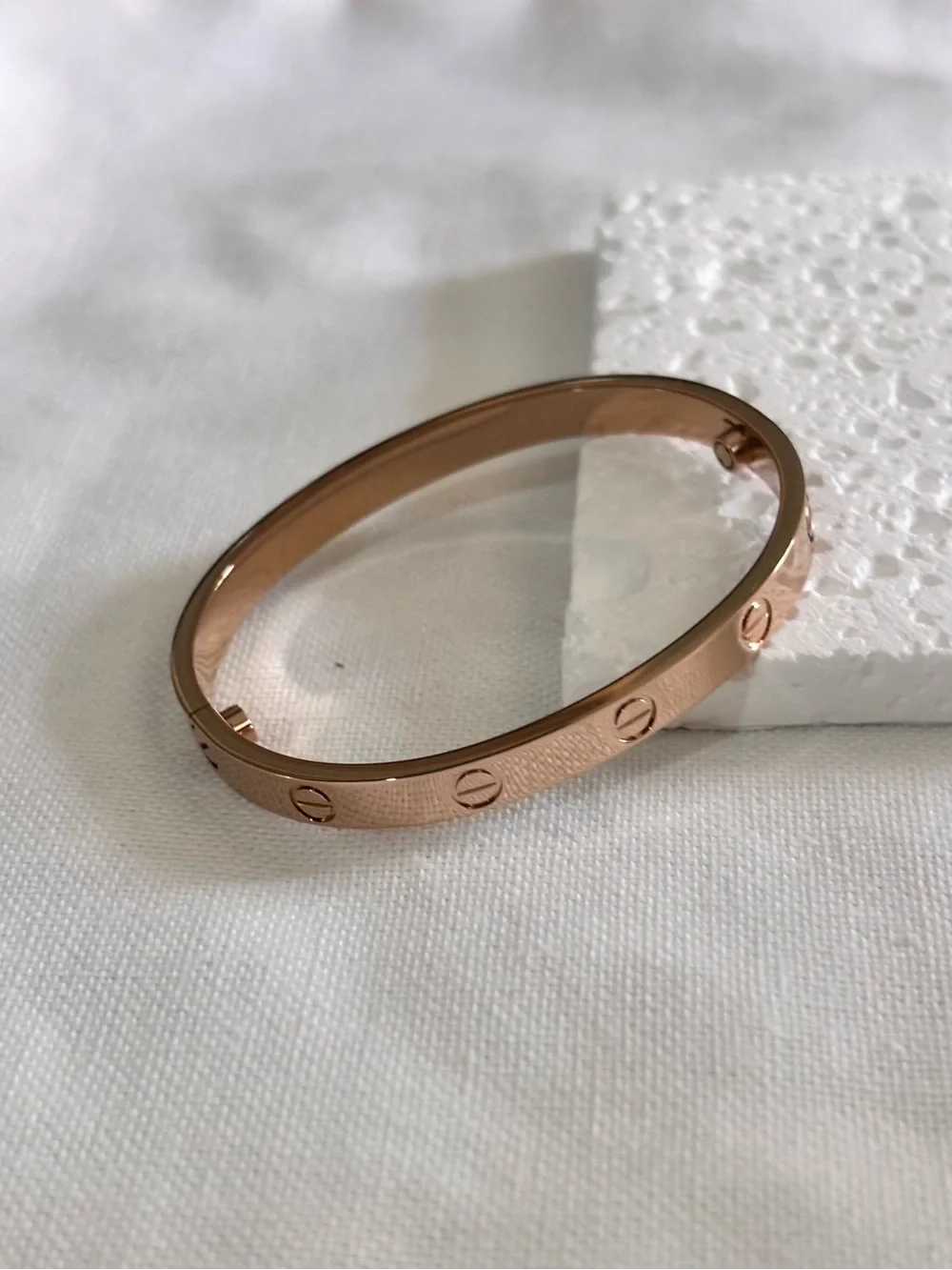 Rose Gold Screw Motif Love Bangle Bracelet With Screwdriver 🪛